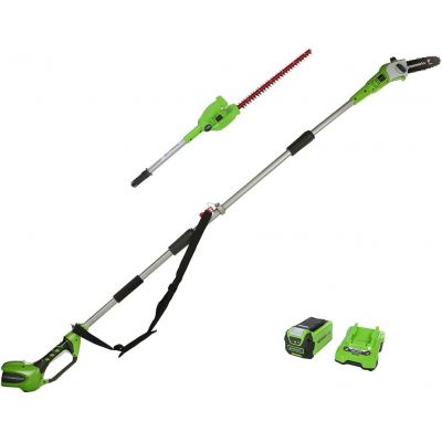 GREENWORKS POTATORE E TAGLIASIEPI GD40PSHK4 CON BATTERIA