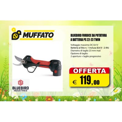 BLUEBIRD FORBICE DA POTATURA A BATTERIA PS 22-23 TWIN