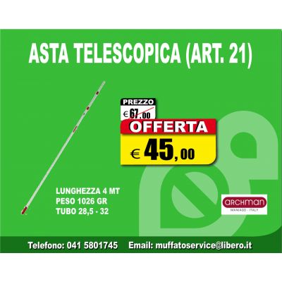 ARCHMAN ASTA TELESCOPICA IN ALLUMINIO ANODIZZATA 194 (ARTICOLO 21)