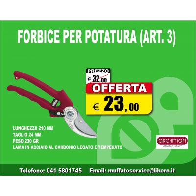 ARCHMAN FORBICE PER POTATURA VIGNA A LAMA INTERCAMBIABILE 343 (ARTICOLO 3)